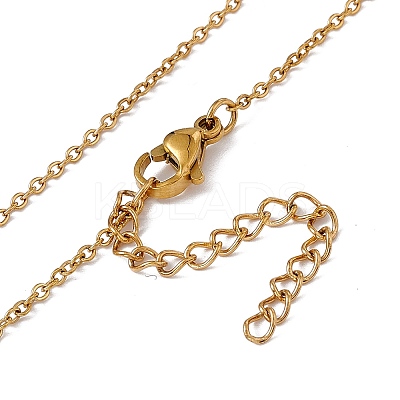 304 Stainless Steel Wave Pendant Necklace with Cable Chains for Women NJEW-I119-01G-1