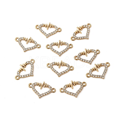 Alloy Crystal Rhinestone Heart and Heartbeat Connector Charms PALLOY-XCP0002-11-1