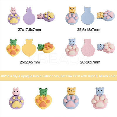 40Pcs 4 Style Opaque Resin Cabochons RESI-CJ0002-25-1