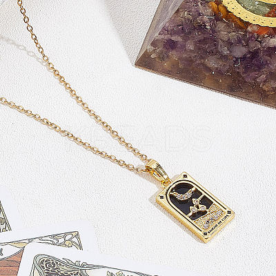 Brass with Cubic Zirconia Pendants Necklaces NJEW-LP0001-45K-G-1