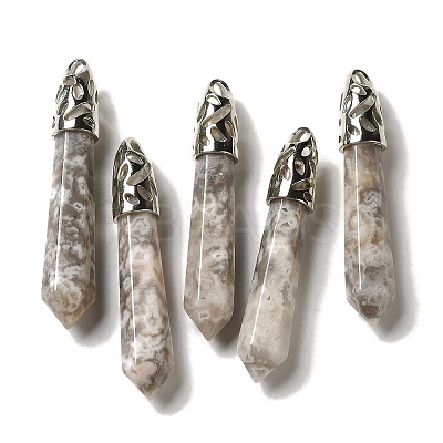 Natural Crazy Agate Pointed Big Pendants G-Z055-01P-24-1