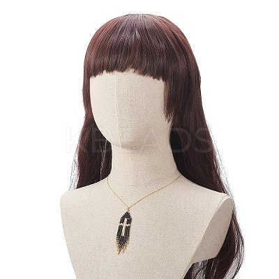 Glass Seed Beaded Cross Tassel Pendant Necklaces NJEW-MZ00011-01-1
