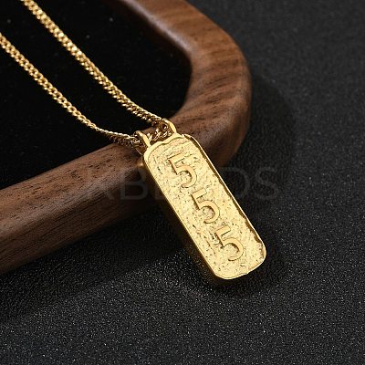 304 Stainless Steel Rectangle Number Pendant Necklaces NJEW-D300-01G-05-1