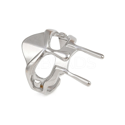 304 Stainless Steel Open Cuff Rings for Women RJEW-K303-07P-1