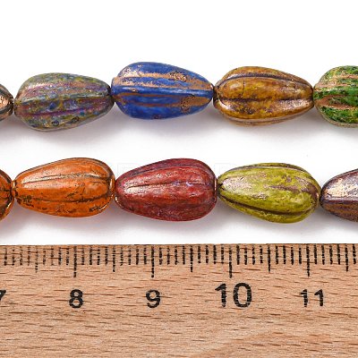 Painted Glass Beads Strands GLAA-B037-06-1