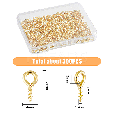 300Pcs 304 Stainless Steel Screw Eye Pin Peg Bails STAS-HY0001-11-1