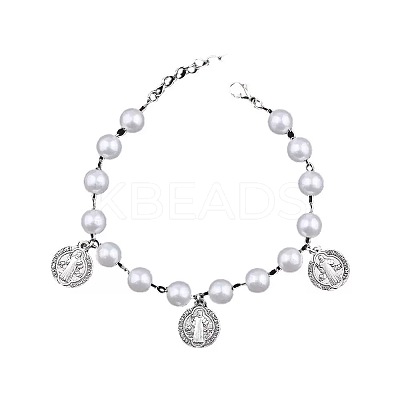 Iron Flat Round with Saint Benedict Charm Bracelets HP3576-1