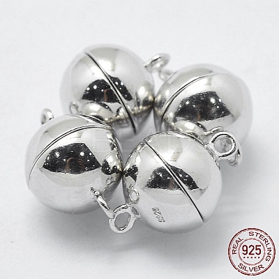 Anti-Tarnish Rhodium Plated 925 Sterling Silver Magnetic Clasps X-STER-F037-098P-8mm-1