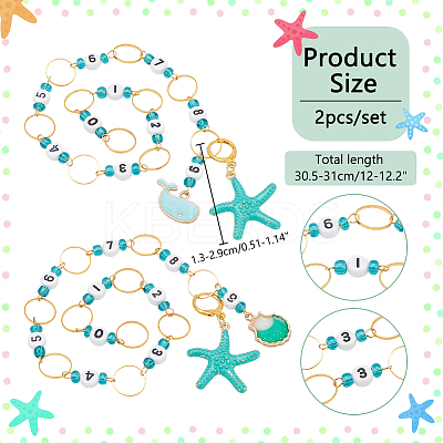 Acrylic Beaded Knitting Row Counter Chains HJEW-NB00168-1