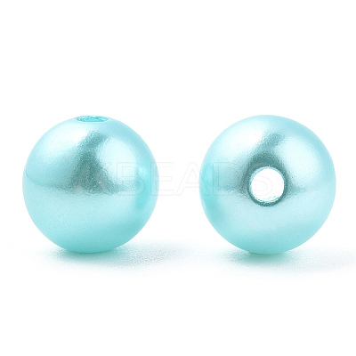 Spray Painted ABS Plastic Imitation Pearl Beads OACR-T015-05C-08-1