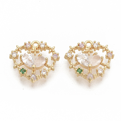 Brass Cubic Zirconia Pendants KK-T050-03G-03-NF-1