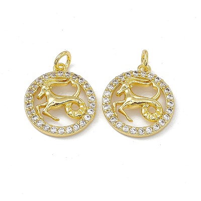Real 18K Gold Plated Brass Micro Pave Clear Cubic Zirconia Pendants KK-E068-VB409-10-1