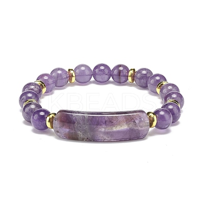 Natural Amethyst Rectangle Beaded Stretch Bracelet BJEW-JB08982-05-1