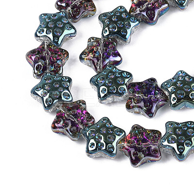 Electroplate Transparent Glass Beads Strands EGLA-N020-02F-1
