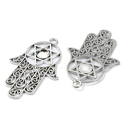 Tibetan Style Alloy Pendant Cabochon Settings TIBE-H142-10AS-1
