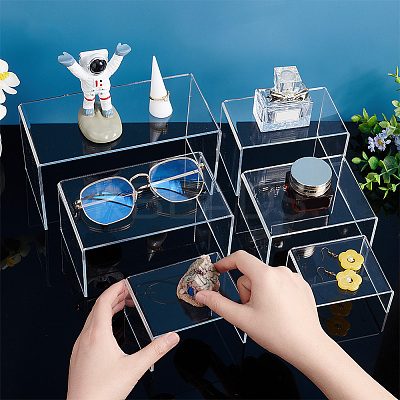 6Pcs 6 Sizes Opaque Acrylic Display Risers ODIS-WH0002-41-1