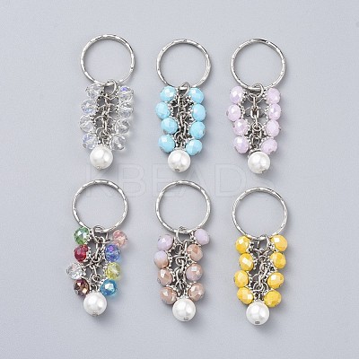 Electroplate Glass Beads Cluster Keychain KEYC-JKC00218-M-1