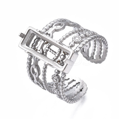 Non-Tarnish 304 Stainless Steel Open Cuff Ring Findings STAS-T060-04P-1