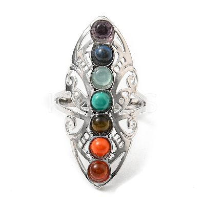 Natural Mixed Stone Butterfly Open Cuff Ring LS-CHAK-PW0001-002-1