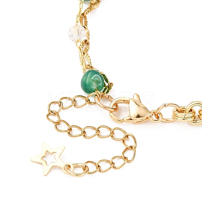Brass Link Chain & 304 Stainless Steel Textured Dapped Chains Bracelets for Women BJEW-JB12481-01-1