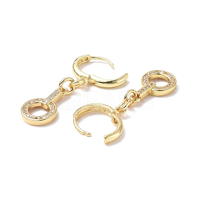 Clear Cubic Zirconia Circle Ring Dangle Hoop Earrings EJEW-B017-02G-1