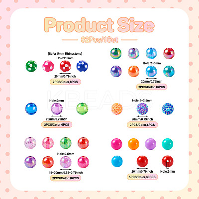 82Pcs 32 Style Opaque & Transparent Acrylic Beads MACR-TA0001-24-1