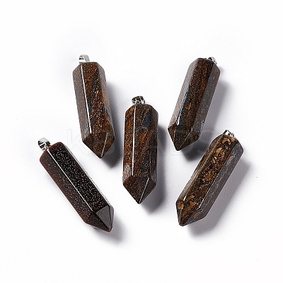 Natural Bronzite Double Terminated Pointed Pendants G-G926-01P-14-1
