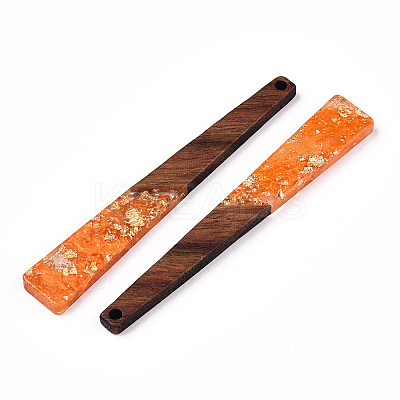 Transparent Resin & Walnut Wood Big Pendants RESI-N039-68G-1
