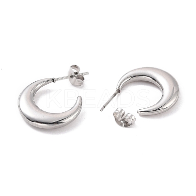 Non-Tarnish 304 Stainless Steel Crescent Moon Stud Earrings for Women LS-EJEW-F280-05C-P-1