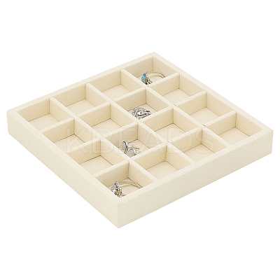 16-Slot Microfiber Jewelry Display Trays AJEW-WH0031-15B-1
