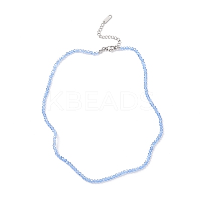 6Pcs 6 Colors Glass Faceted Rondelle Beaded Necklaces with 304 Stainless Steel End Chains NJEW-JN05494-1