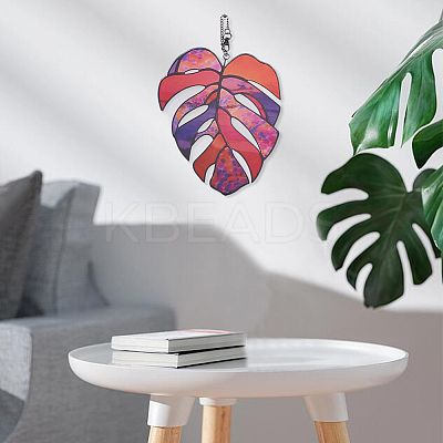 Monstera Leaf Acrylic Pendant Decorations HJEW-WH0043-33A-1