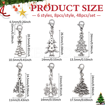 Christmas Trees Alloy Pendant Decoration HJEW-FG00005-1