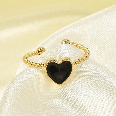 304 Stainless Steel Enamel Cuff Rings for Women LS-RJEW-G338-04G-02-1