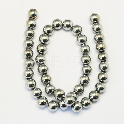 Non-magnetic Synthetic Hematite Beads Strands G-S096-12mm-3-1