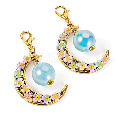 2Pcs Acrylic & Resin Imitation Pearl & Alloy Pendant Decorations HJEW-TAC0114-1
