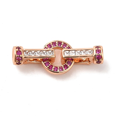 Rack Plating Brass Pave Cubic Zirconia Fold Over Clasps KK-Q772-09RG-01-1