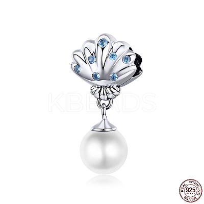 Anti-Tarnish Rhodium Plated 925 Sterling Silver European Dangle Charms HJEW-FF0012-16-1