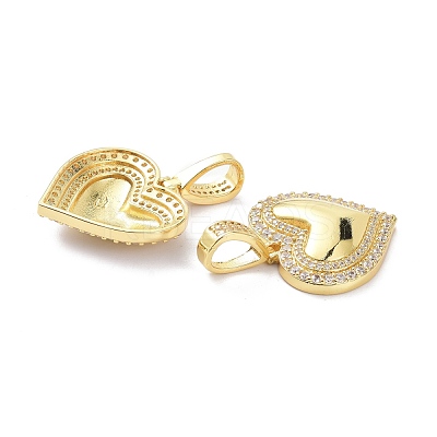 Brass Micro Pave Clear Cubic Zirconia Pendants KK-D004-15G-1