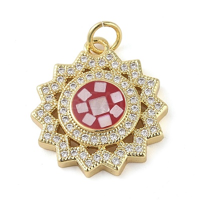 Brass Micro Pave Clear Cubic Zirconia Pendants KK-Q813-01G-1