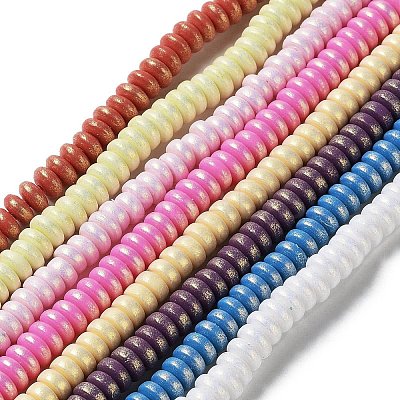 Spray Painted Handmade Polymer Clay Beads Strands CLAY-F004-B-1