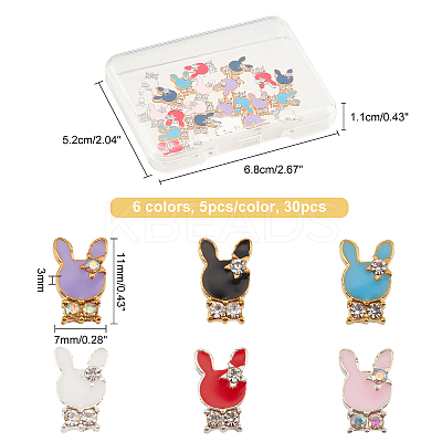 30Pcs 6 Colors Alloy Clear Rhinestone Cabochons FIND-OC0001-67-1
