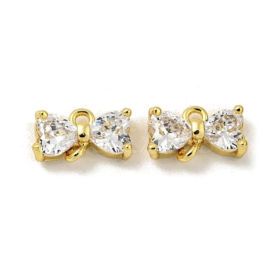 Brass Clear Cubic Zirconia Connector Charms KK-G490-10G-1