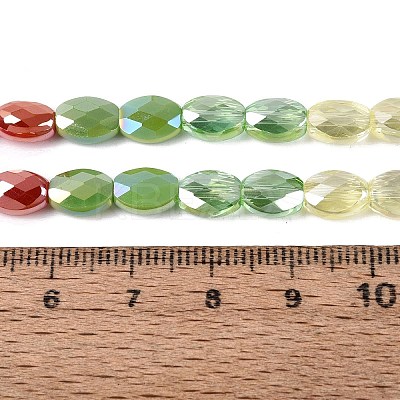 Electroplate Imitation Jade & Opaque & Transparent Glass Beads Strands EGLA-Q135-6x8MM-01C-1