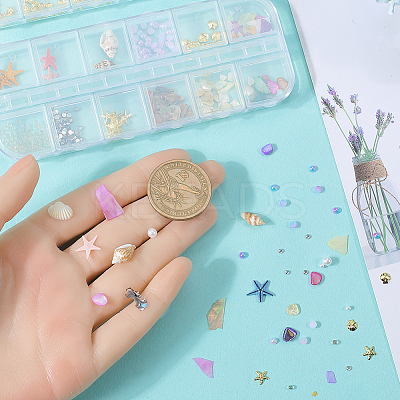 Ocean Theme Natural Shell & Resin & Plastic & Alloy Nail Art Decoration MRMJ-CP0001-34C-1
