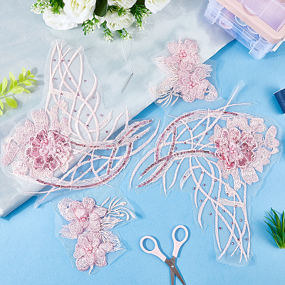 Flower Lace Embroidery Sewing Fiber Appliques DIY-WH20011-90A-1