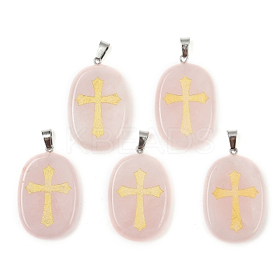 Natural Rose Quartz Pendants G-S392-01D-1