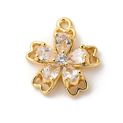 Brass Micro Pave Cubic Zirconia Charms KK-D371-04B-G-1