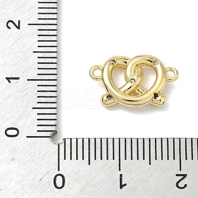 Brass Micro Pave Cubic Zirconia Heart Biscuit Connector Charms KK-G548-06G-01-1