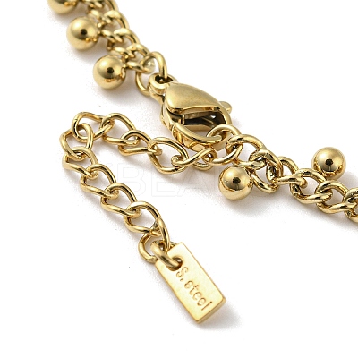 304 Stainless Steel Round Ball Charms Link Chain Bracelets BJEW-G686-05G-1